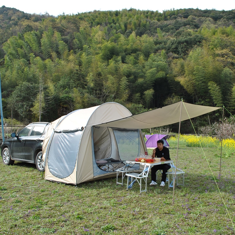 Cheap Goat Tents Upgraded Front Hall SUV Tent with Mesh Extension Canopy Rear Integrated Self driving Tour Car Tail Side Multi person Rain proof   